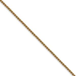 Children's 1.2mm 14k Yellow Gold, D/C Spiga Chain Necklace, 14 Inch